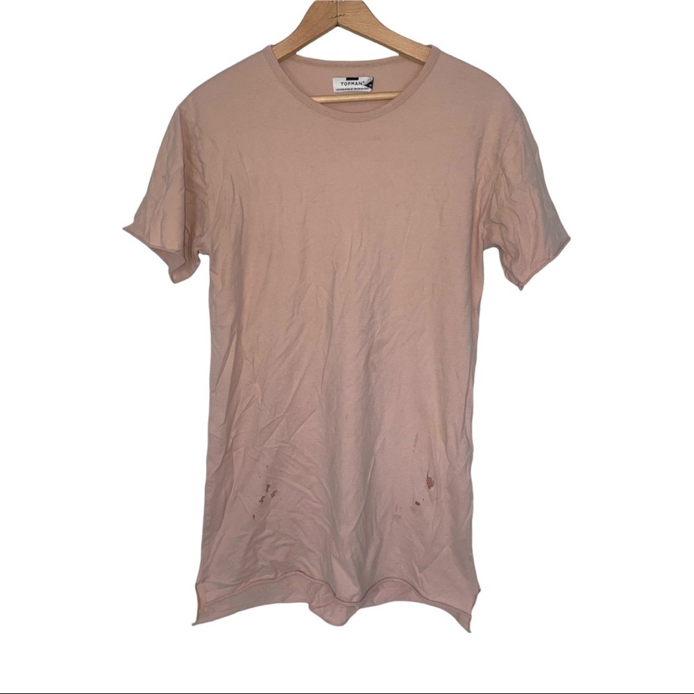 Topman Distressed Holey Short Sleeve Tee Shirt XXS Pink Tan